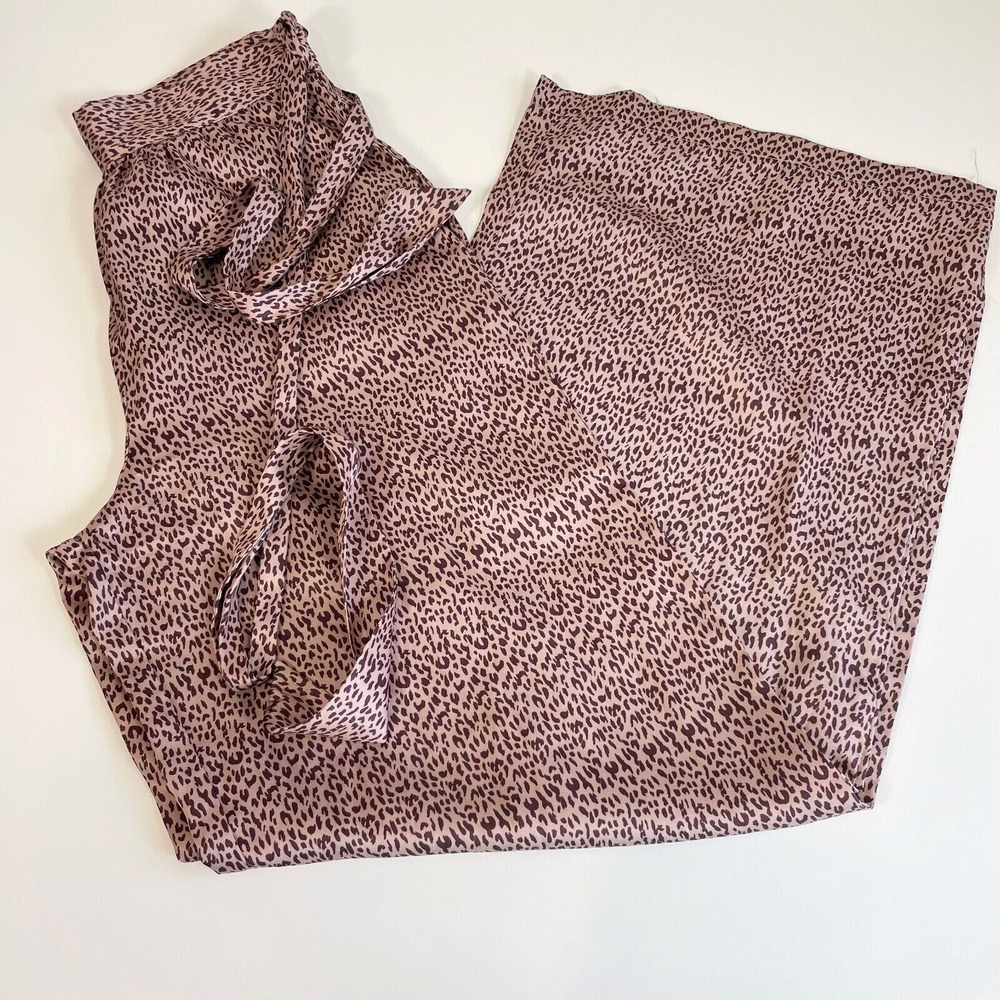 Nasty Gal Wide Leg Ankle Pants Womens 6 Brown Belted Leopard Print High Rise